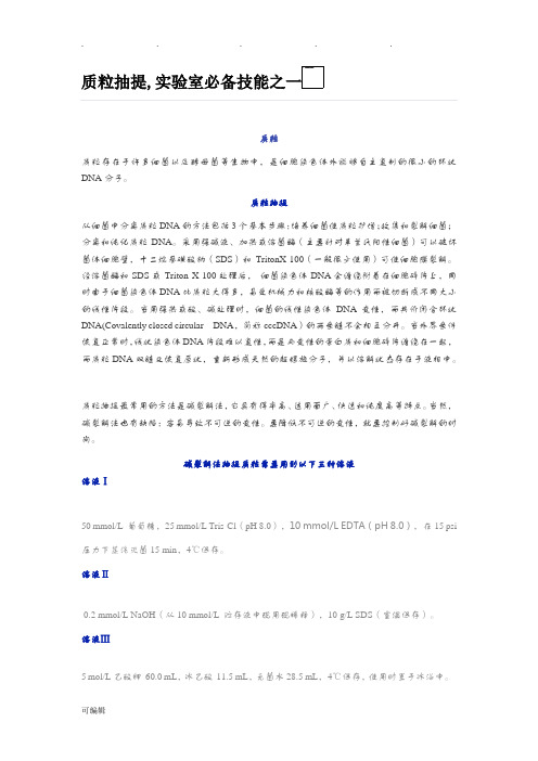 质粒抽提原理与详细操作步骤
