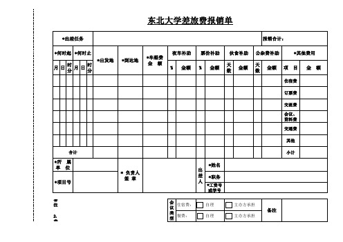 东北大学差旅费报销单