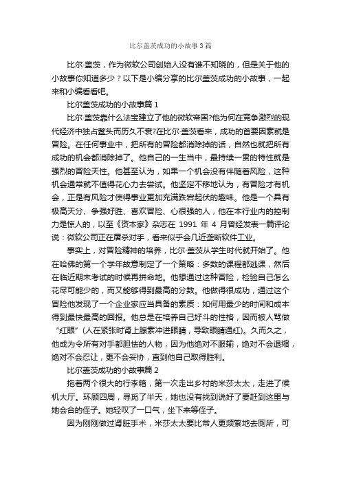 比尔盖茨成功的小故事3篇_励志故事