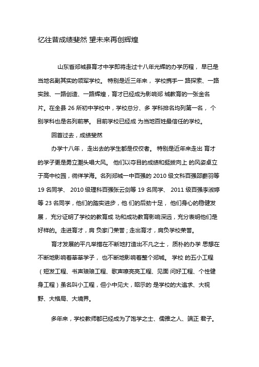 忆往昔成绩斐然望未来再创辉煌-最新年文档
