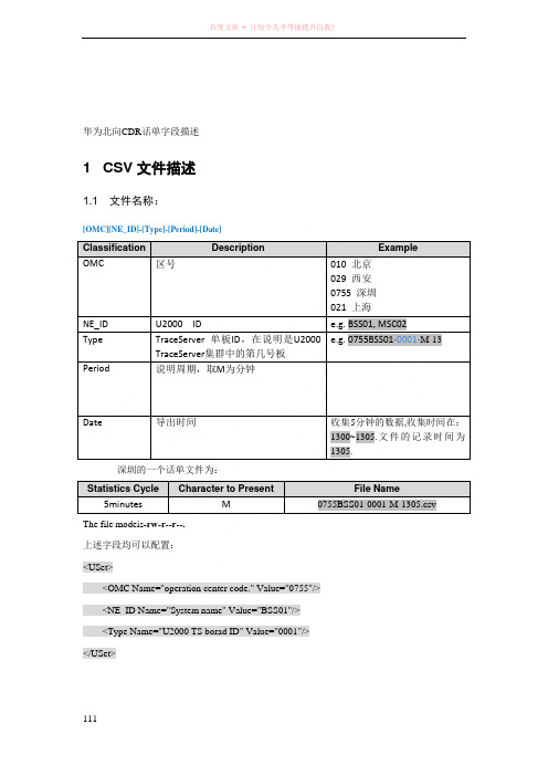 【Nastar】电信CDR话单字段说明
