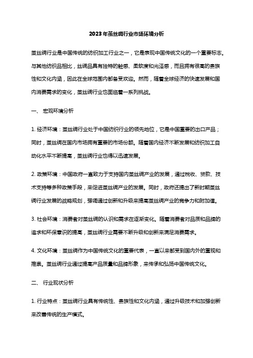 2023年茧丝绸行业市场环境分析