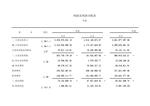 公司年度利润及利润分配表Excel模板