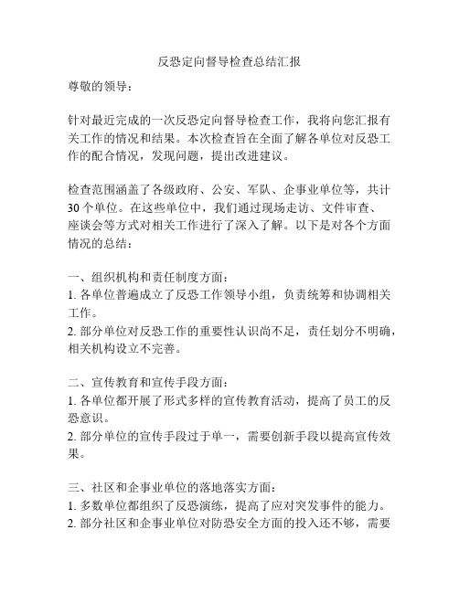 反恐定向督导检查总结汇报