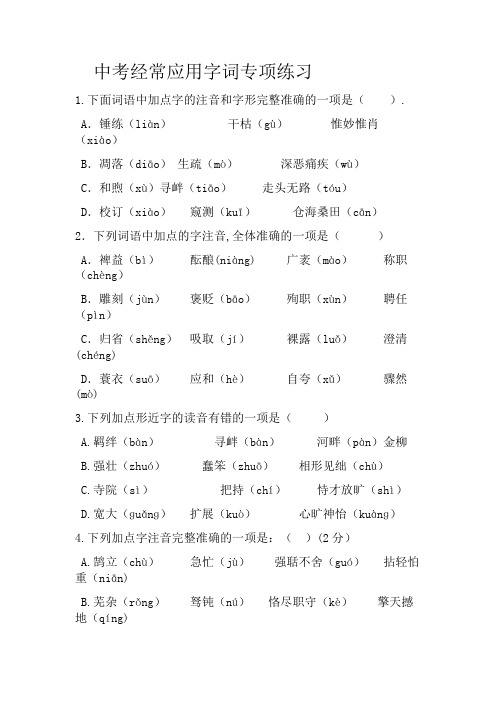 中考常用字词专项训练