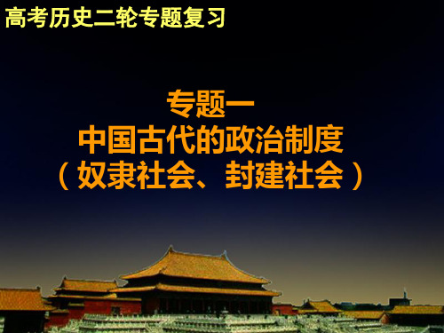 专题一中国古代的政治制度(奴隶社会、封建社会)