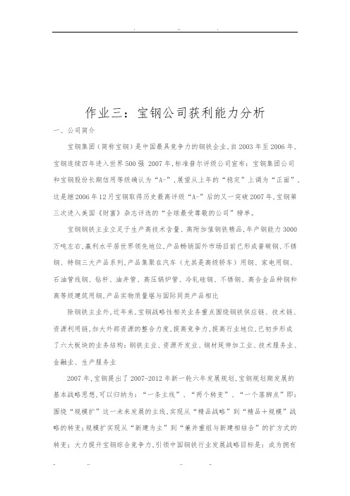 论宝钢公司获利能力分析报告