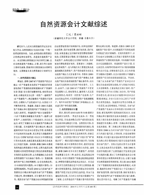 自然资源会计文献综述
