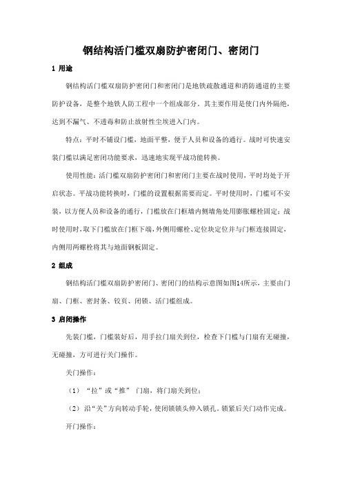 钢结构活门槛双扇防护密闭门、密闭门