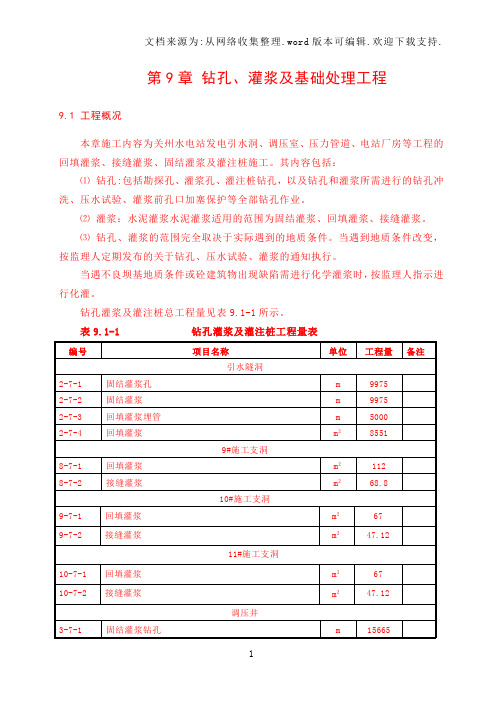 钻孔、灌浆及基础处理工程施工方法说明及附图