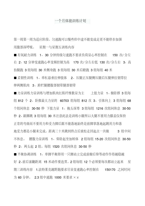一个月体能训练计划