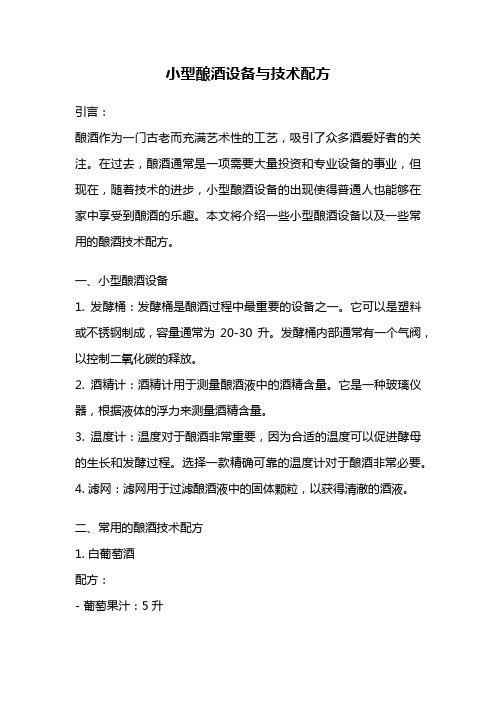 小型酿酒设备与技术配方