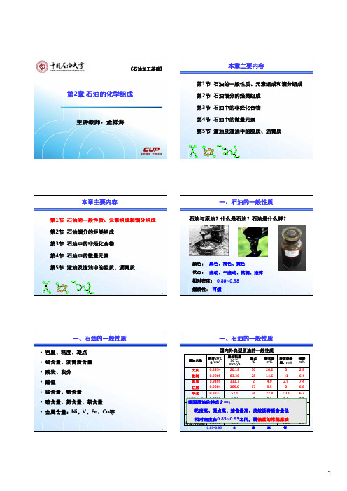 中国石油大学石油加工基础2 石油的化学组成