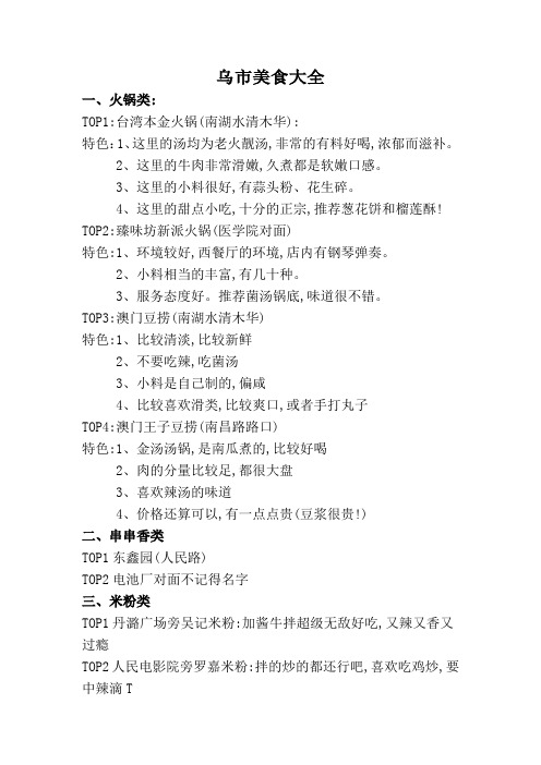 乌市美食