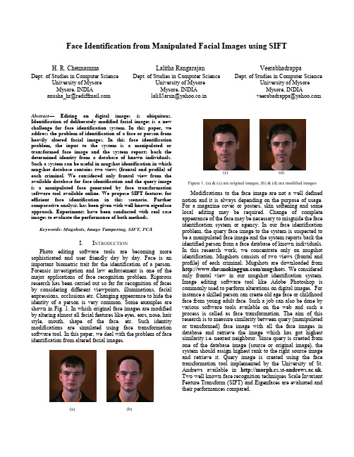 Face Identification from Manipulated Facial Images using SIFT