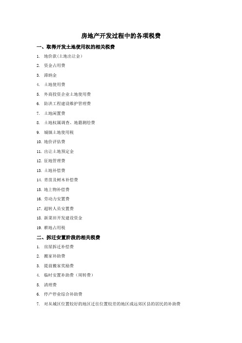 房地产开发过程中的各项税费