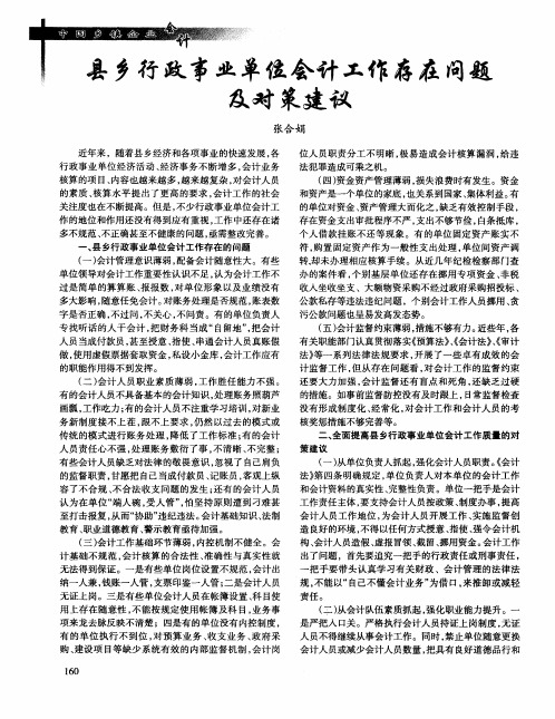 县乡行政事业单位会计工作存在问题及对策建议