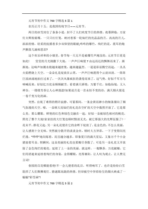 元宵节初中作文700字精选5篇