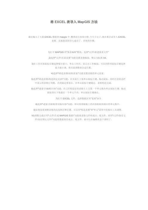 将EXCEL表导入MapGIS方法