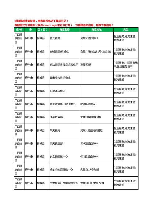 2020新版广西壮族自治区柳州市柳城县货运工商企业公司商家名录名单黄页联系方式电话大全12家