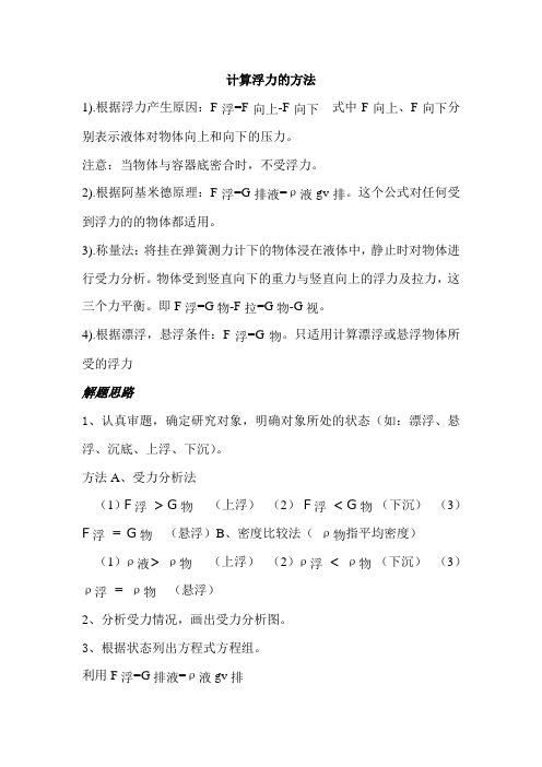 计算浮力的方法