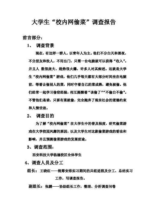 大学生偷菜调查报告