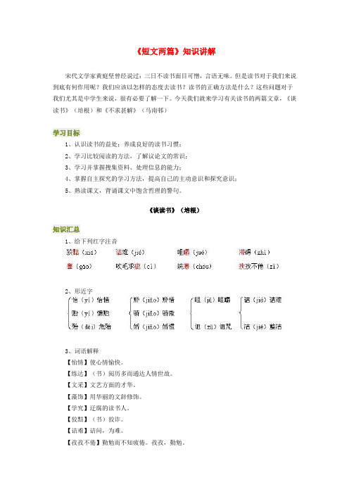 九年级语文《短文两篇》知识讲解人教版新课标