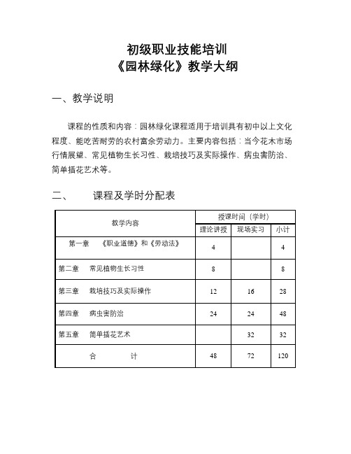 园林绿化教学大纲