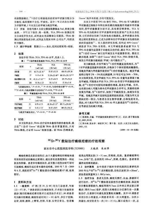90Sr- 90Y敷贴治疗瘢痕疙瘩的疗效观察