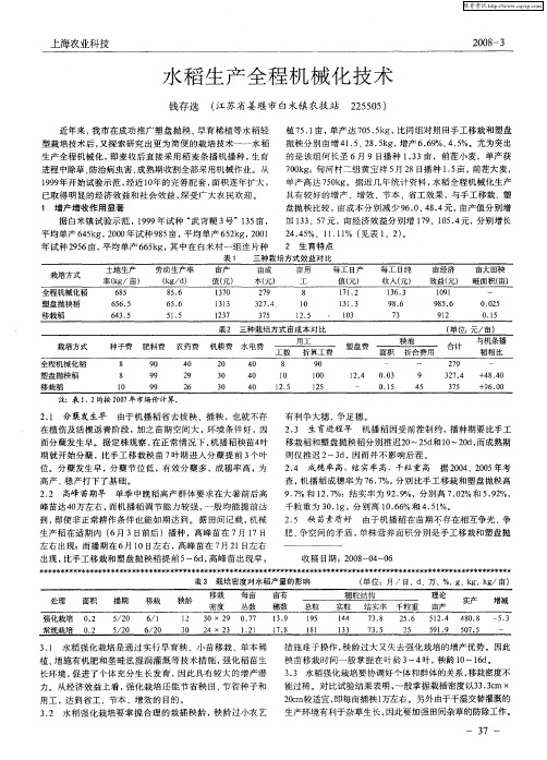 水稻生产全程机械化技术