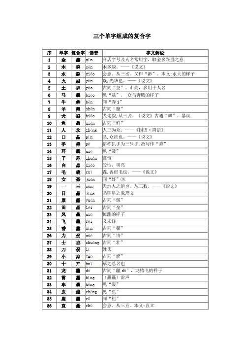 三个单字组成的复合字