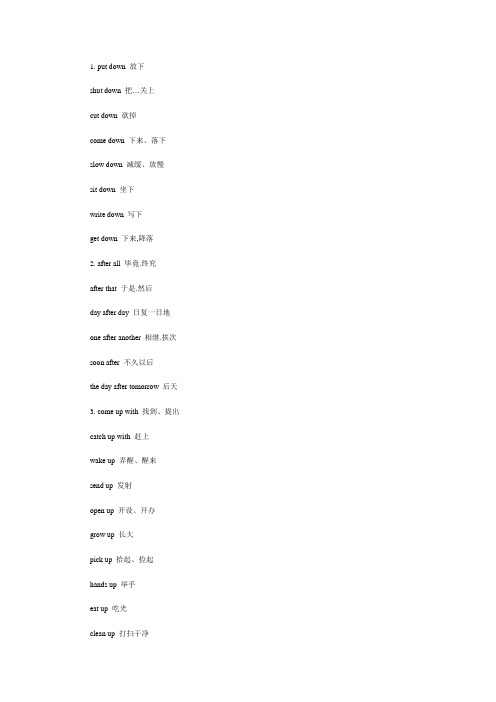 归纳【中考英语高分必记】▄︻集中联想记忆短语110条