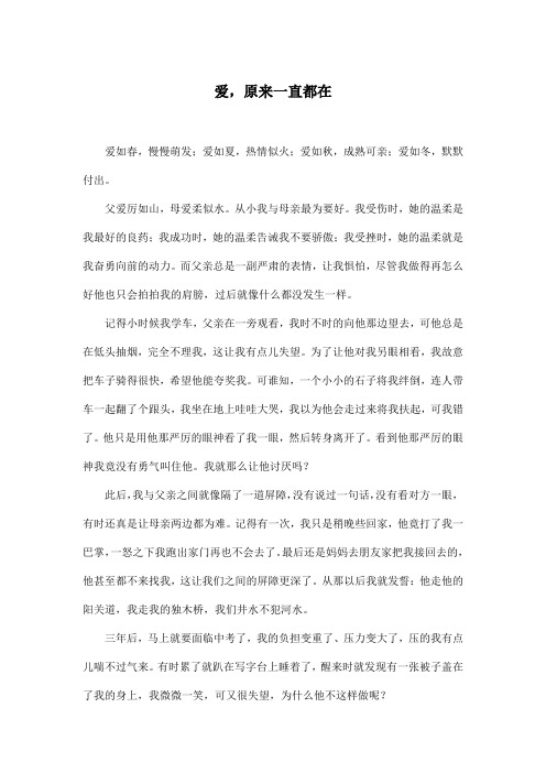爱,原来一直都在_初中初三作文800字
