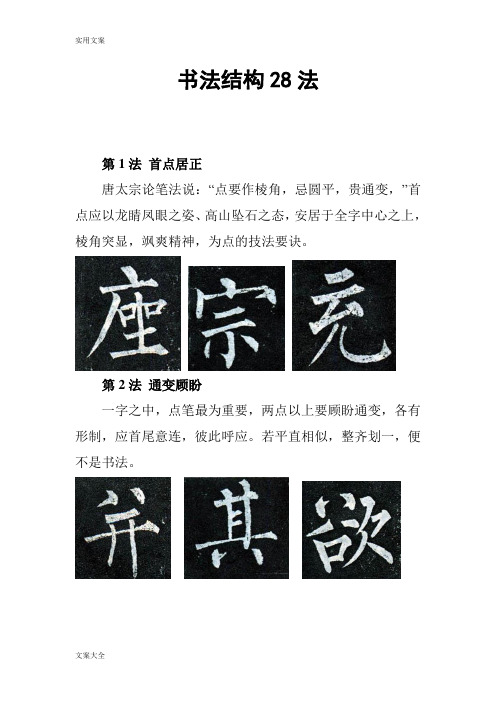 书法结构28法(柳体)