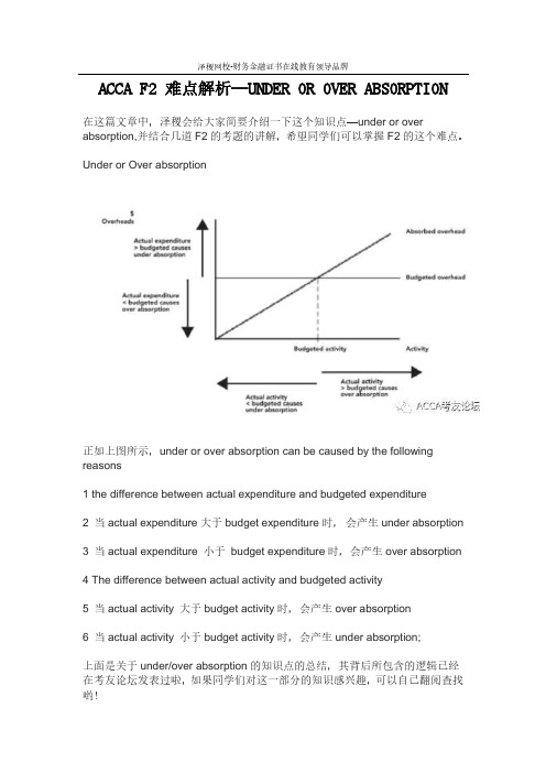 ACCA F2 难点解析—UNDER OR OVER ABSORPTION