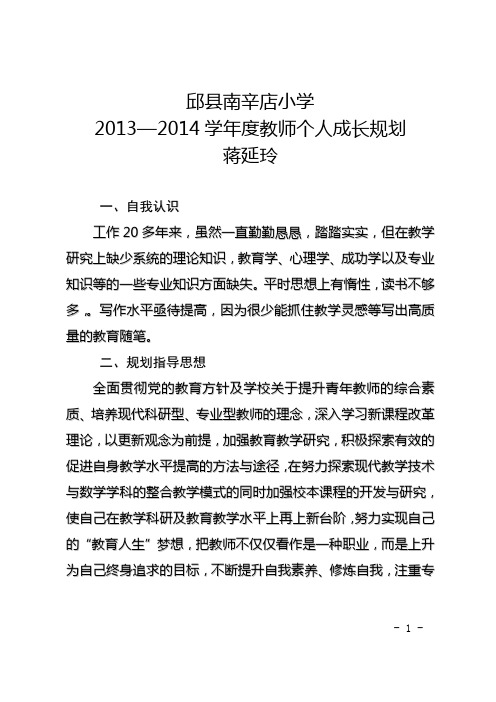 2013年度教师个人成长规划