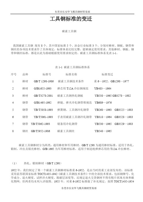 工具钢标准的变迁