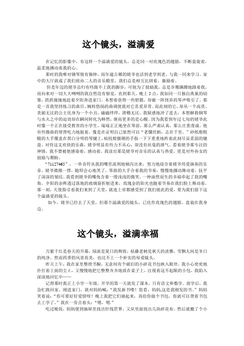 这个镜头,溢满 作文