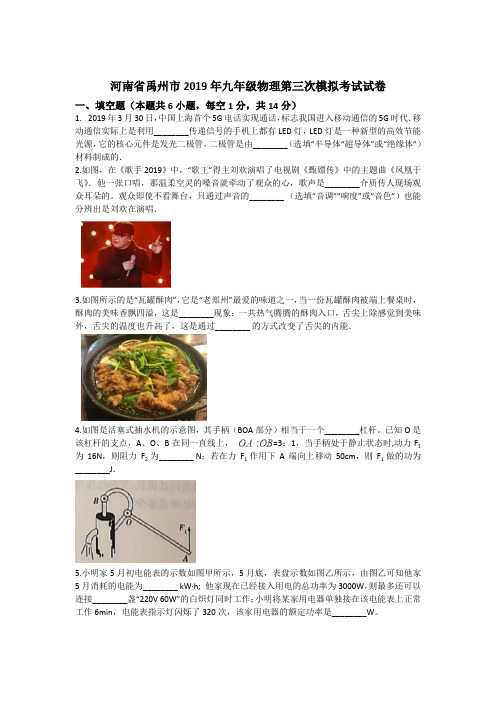 【3套试题】上海进才中学北校中考模拟考试物理试卷含答案