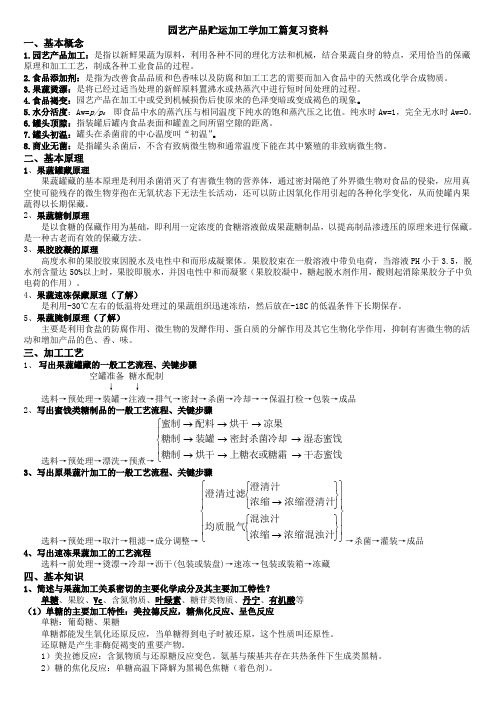 园艺产品贮运加工学加工篇复习资料(完整版)