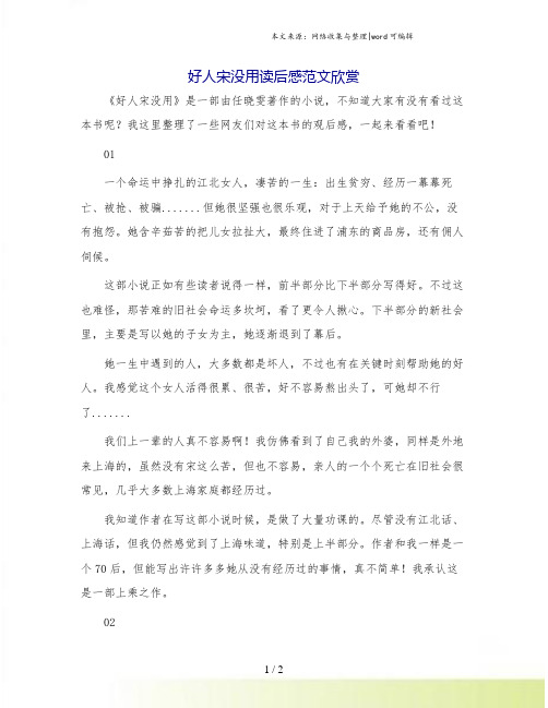 好人宋没用读后感范文欣赏