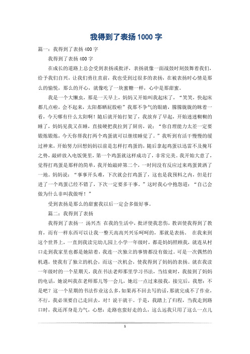 我得到了表扬1000字
