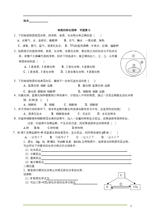 4、物质的转化规律专题复习112