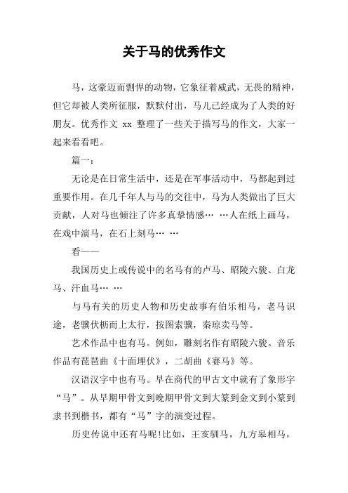 关于马的优秀作文