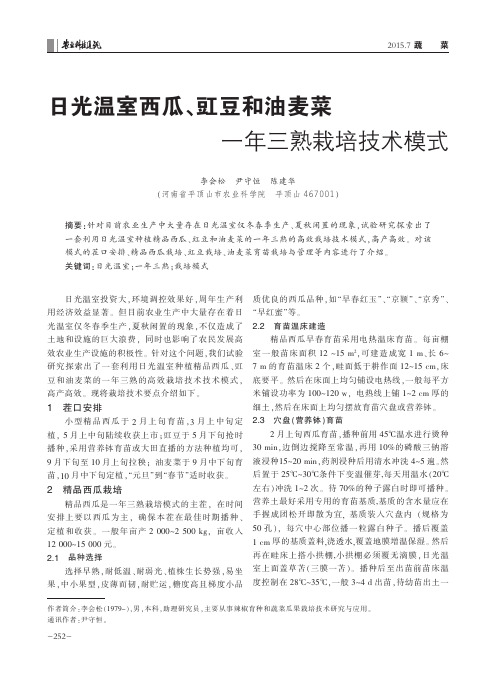 日光温室西瓜、豇豆和油麦菜一年三熟栽培技术模式