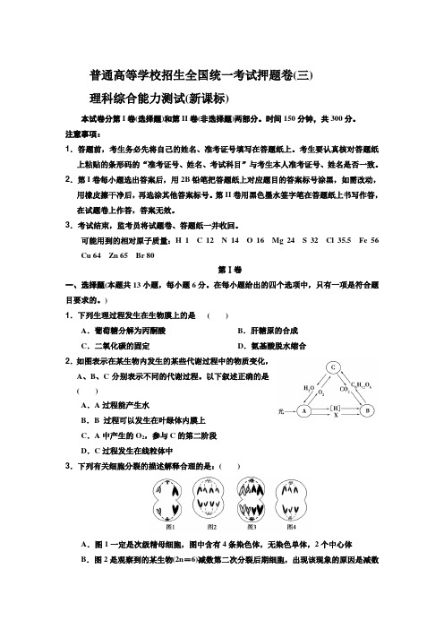 高三理综押题卷三