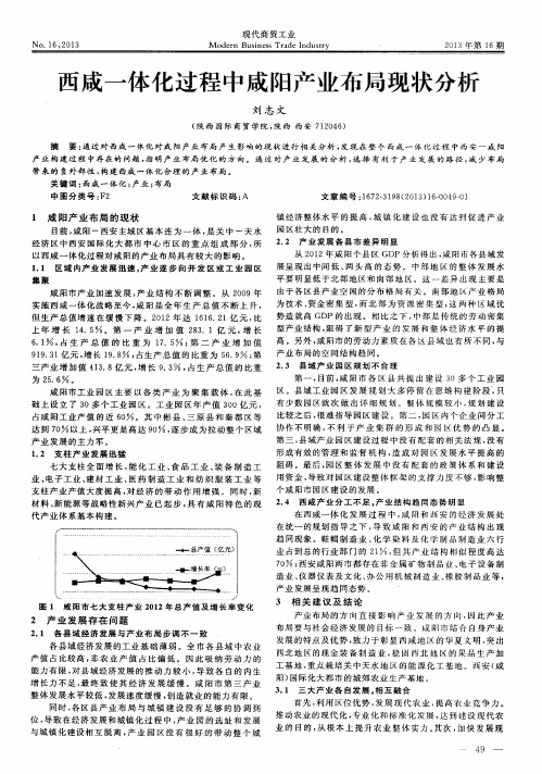 西咸一体化过程中咸阳产业布局现状分析