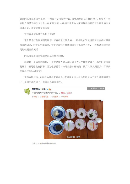 有钱就是这么任性是什么意思 网络流行用语出处介绍