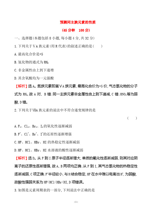 鲁科版高一化学必修二课时训练：第一章 第3节 元素周期表的应用  (4)