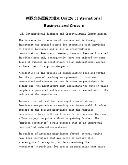 新概念英语优美短文Unit26：International Business and Cross-c